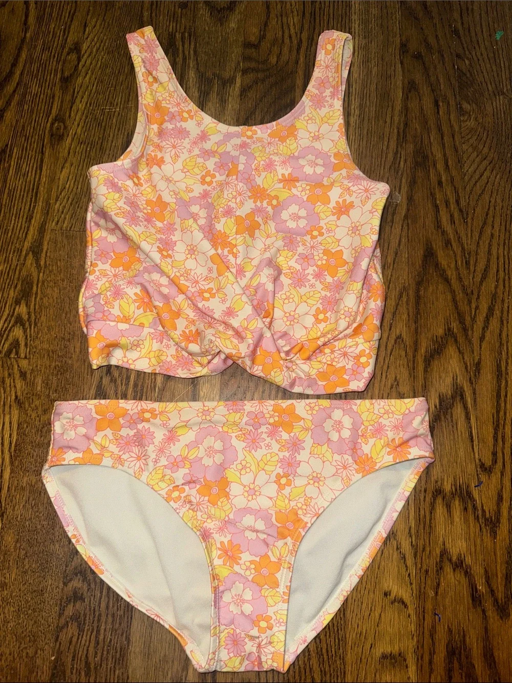 GAP Girls Floral Tankini in Pink, Orange & Yellow